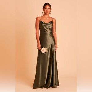 NWT Birdy Grey Olive Satin Lisa Dress (L)